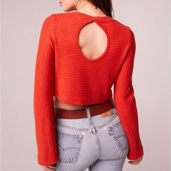 Band of the Free Ribbed Knit Crop Top & Midi Pencil Skirt Set, Medium, Rust - Picture 3 of 13